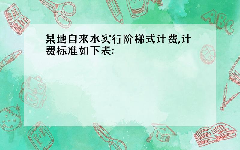 某地自来水实行阶梯式计费,计费标准如下表: