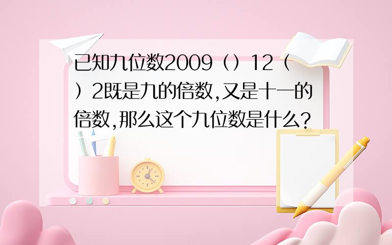 已知九位数2009（）12（）2既是九的倍数,又是十一的倍数,那么这个九位数是什么?