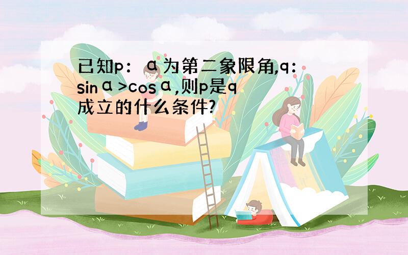 已知p：α为第二象限角,q：sinα>cosα,则p是q成立的什么条件?