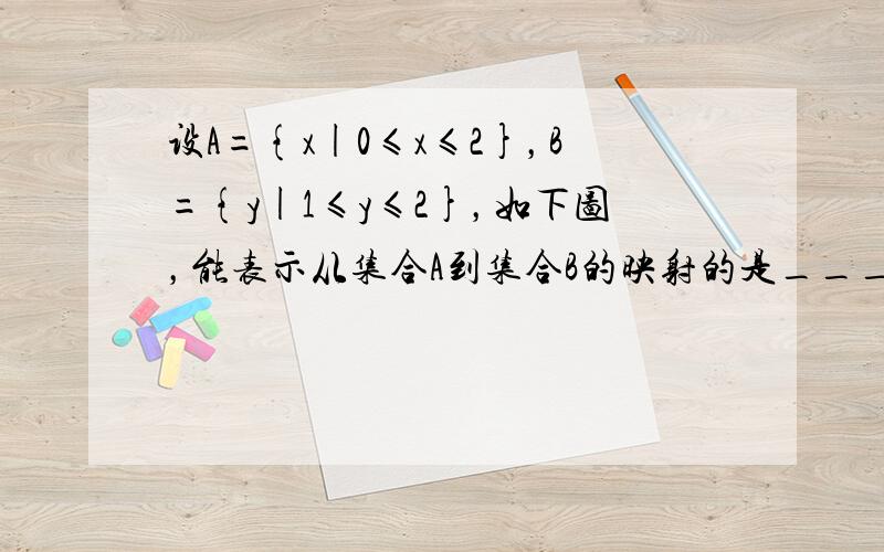 设A={x|0≤x≤2}，B={y|1≤y≤2}，如下图，能表示从集合A到集合B的映射的是______．（填序号）