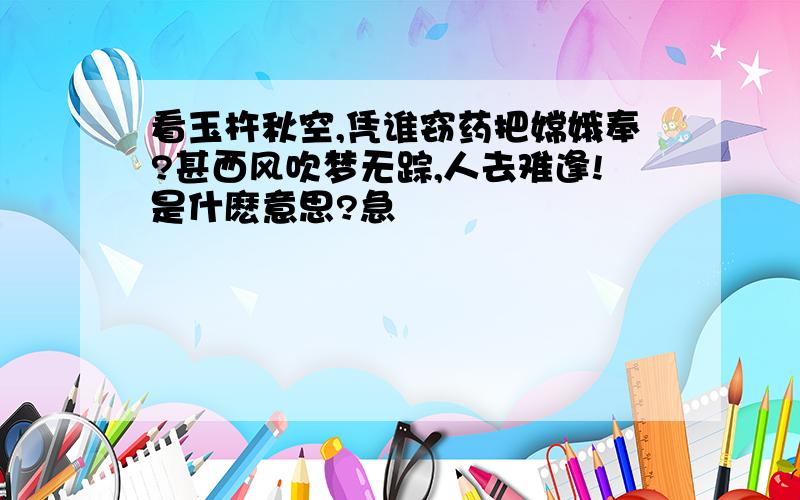 看玉杵秋空,凭谁窃药把嫦娥奉?甚西风吹梦无踪,人去难逢!是什麽意思?急