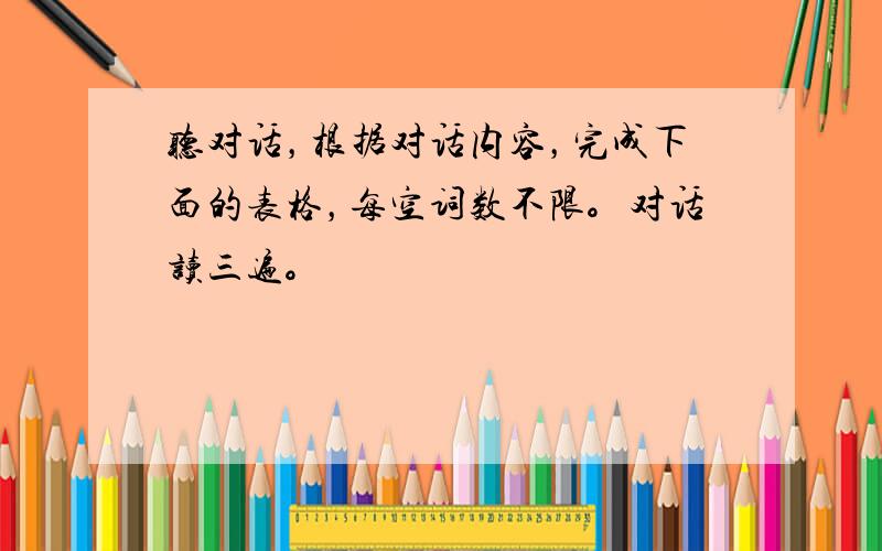 听对话，根据对话内容，完成下面的表格，每空词数不限。对话读三遍。