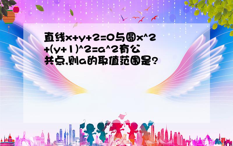 直线x+y+2=0与圆x^2+(y+1)^2=a^2有公共点,则a的取值范围是?