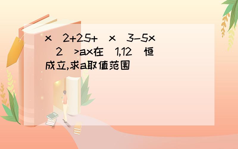 x^2+25+|x^3-5x^2|>ax在[1,12]恒成立,求a取值范围