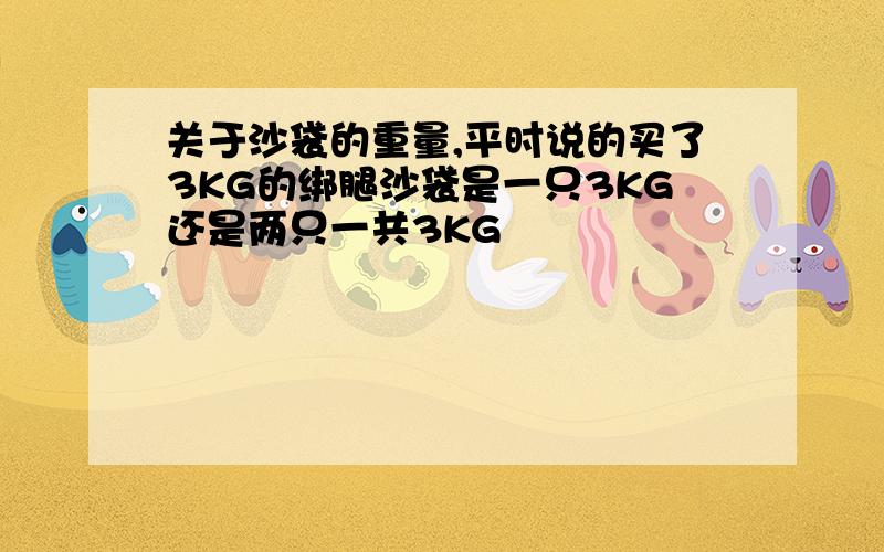 关于沙袋的重量,平时说的买了3KG的绑腿沙袋是一只3KG还是两只一共3KG