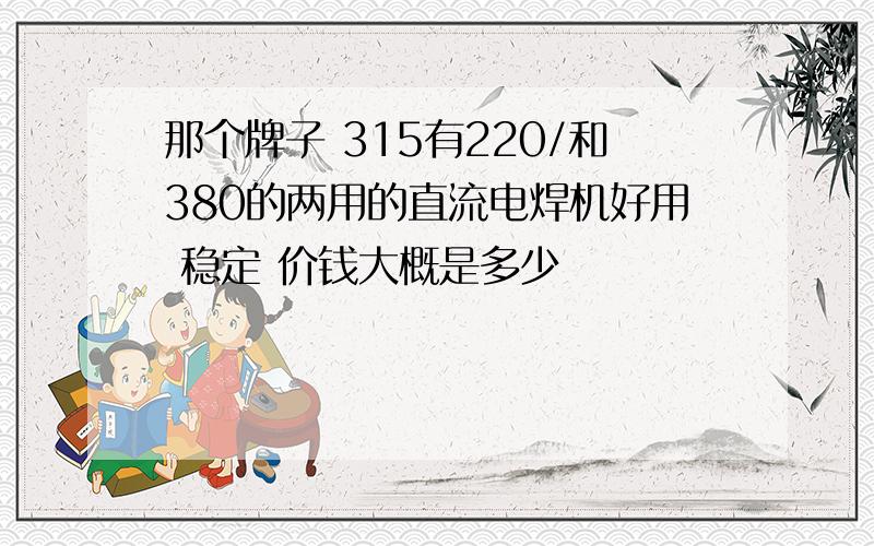 那个牌子 315有220/和380的两用的直流电焊机好用 稳定 价钱大概是多少