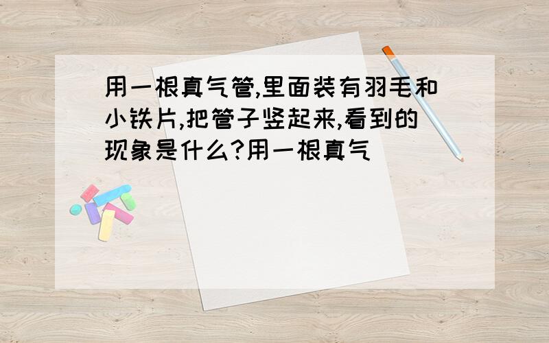 用一根真气管,里面装有羽毛和小铁片,把管子竖起来,看到的现象是什么?用一根真气