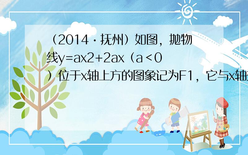 （2014•抚州）如图，抛物线y=ax2+2ax（a＜0）位于x轴上方的图象记为F1，它与x轴交于P1、O两点，图象F2