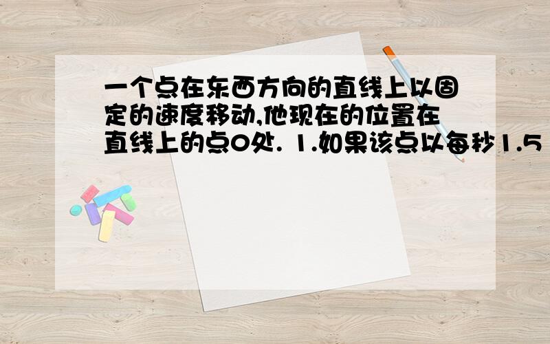 一个点在东西方向的直线上以固定的速度移动,他现在的位置在直线上的点0处. 1.如果该点以每秒1.5