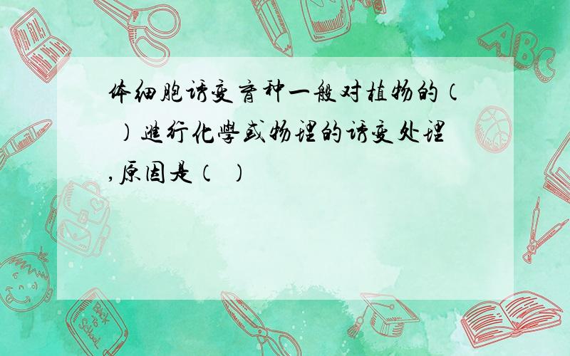 体细胞诱变育种一般对植物的（ ）进行化学或物理的诱变处理,原因是（ ）