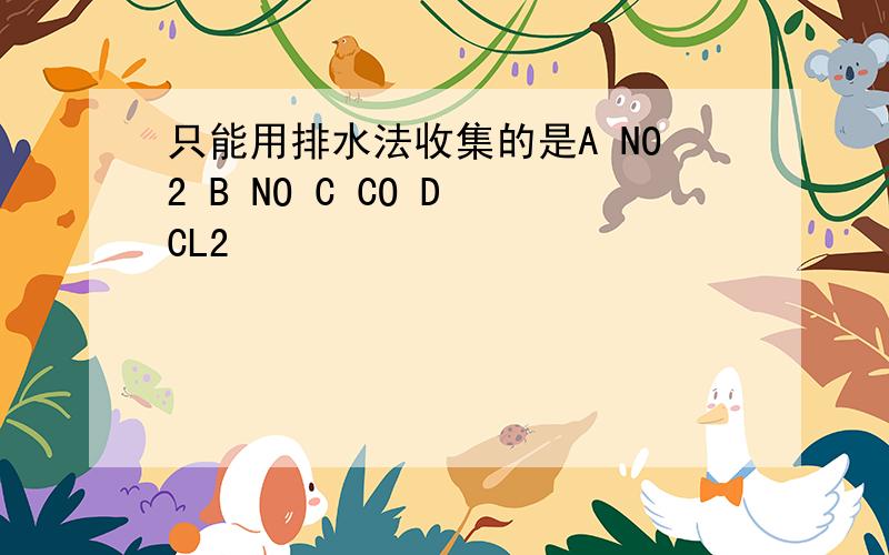 只能用排水法收集的是A NO2 B NO C CO D CL2