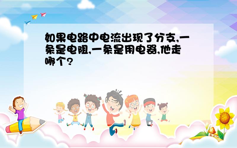 如果电路中电流出现了分支,一条是电阻,一条是用电器,他走哪个?