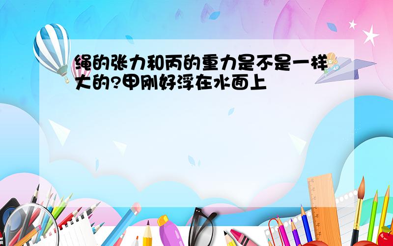 绳的张力和丙的重力是不是一样大的?甲刚好浮在水面上