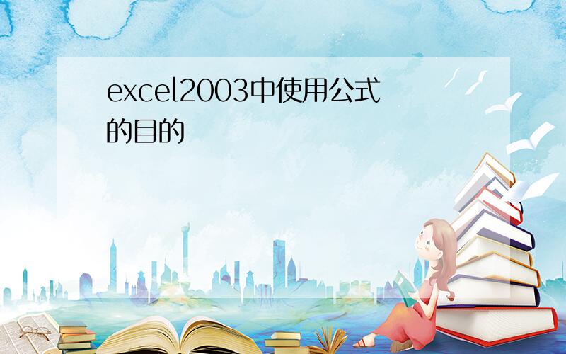 excel2003中使用公式的目的