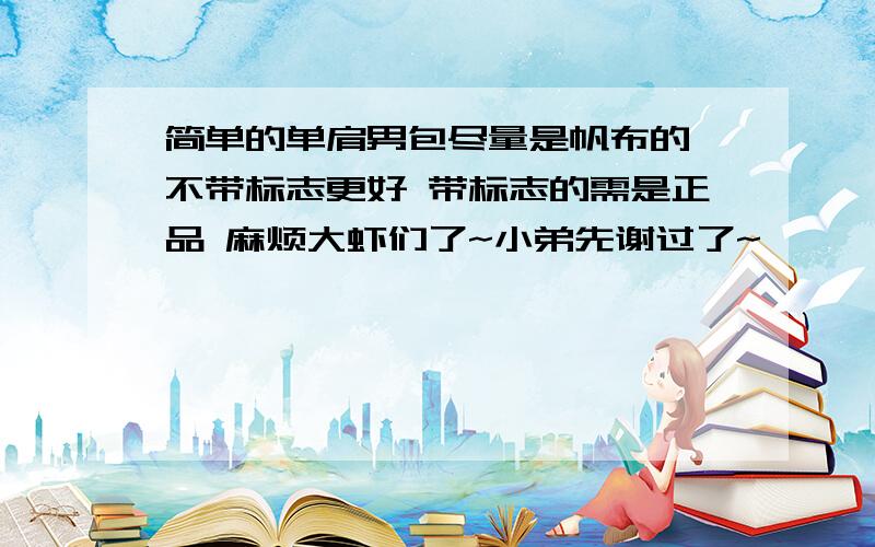 简单的单肩男包尽量是帆布的 不带标志更好 带标志的需是正品 麻烦大虾们了~小弟先谢过了~