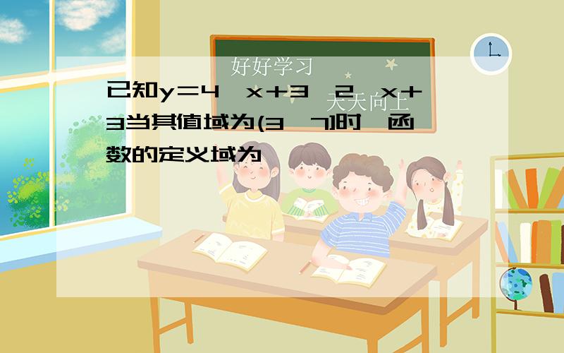 已知y＝4^x＋3×2^x＋3当其值域为(3,7]时,函数的定义域为