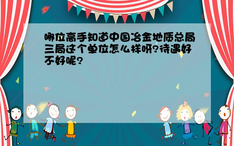 哪位高手知道中国冶金地质总局三局这个单位怎么样呀?待遇好不好呢?