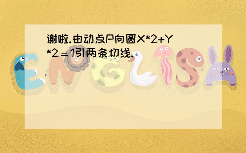 谢啦.由动点P向圆X*2+Y*2＝1引两条切线.