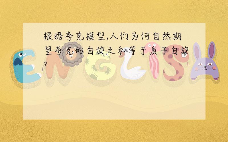 根据夸克模型,人们为何自然期望夸克的自旋之和等于质子自旋?