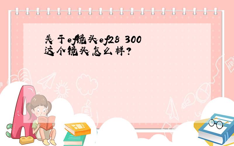 关于ef镜头ef28 300这个镜头怎么样?