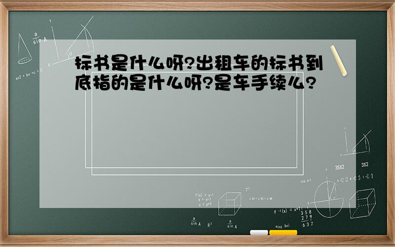 标书是什么呀?出租车的标书到底指的是什么呀?是车手续么?