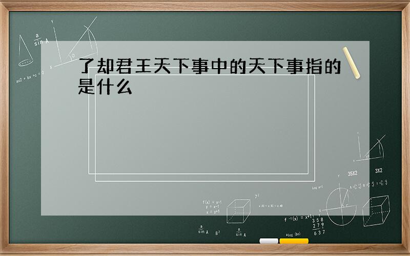 了却君王天下事中的天下事指的是什么