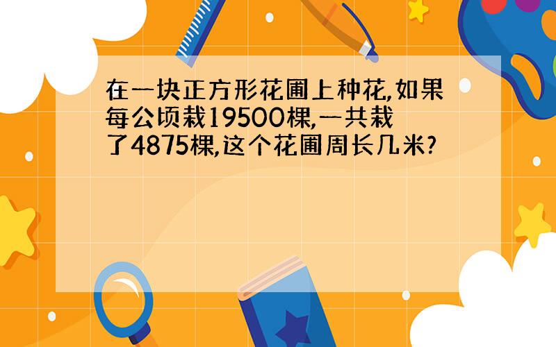 在一块正方形花圃上种花,如果每公顷栽19500棵,一共栽了4875棵,这个花圃周长几米?