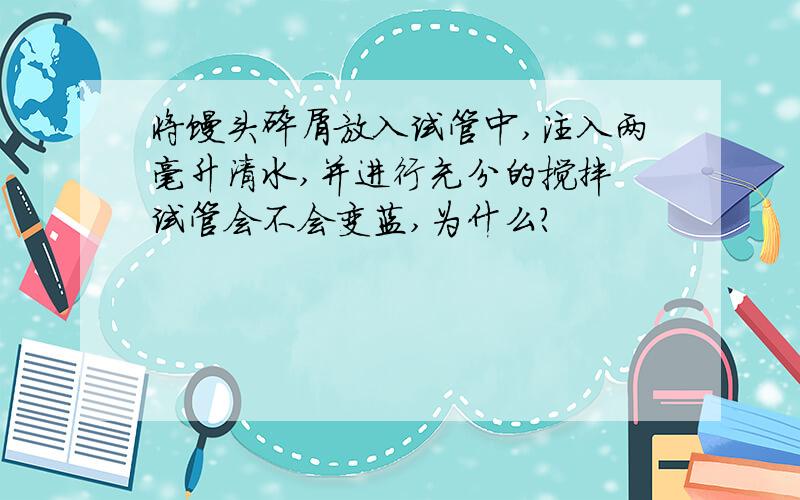 将馒头碎屑放入试管中,注入两毫升清水,并进行充分的搅拌 试管会不会变蓝,为什么?