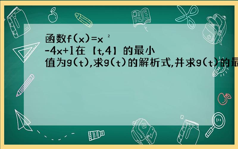 函数f(x)=x²-4x+1在【t,4】的最小值为g(t),求g(t)的解析式,并求g(t)的最小值