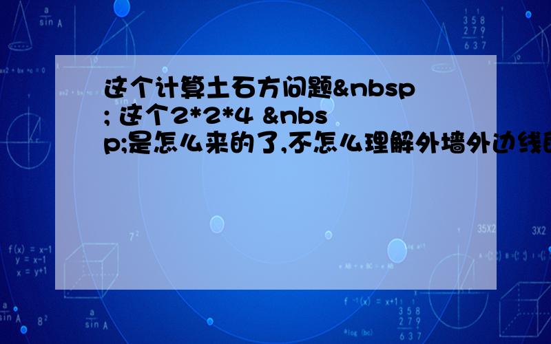 这个计算土石方问题  这个2*2*4  是怎么来的了,不怎么理解外墙外边线的计算