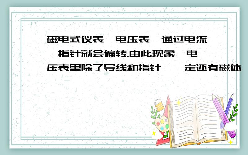 磁电式仪表,电压表,通过电流,指针就会偏转.由此现象,电压表里除了导线和指针,一定还有磁体,猜想依据是什么?