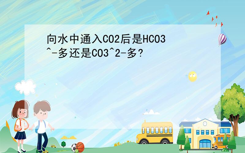 向水中通入CO2后是HCO3^-多还是CO3^2-多?