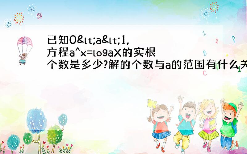 已知0<a<1,方程a^x=logaX的实根个数是多少?解的个数与a的范围有什么关系?