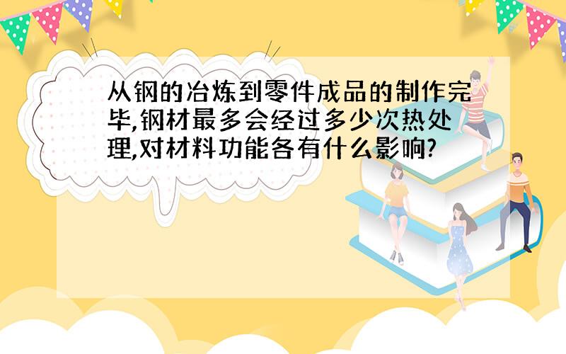 从钢的冶炼到零件成品的制作完毕,钢材最多会经过多少次热处理,对材料功能各有什么影响?