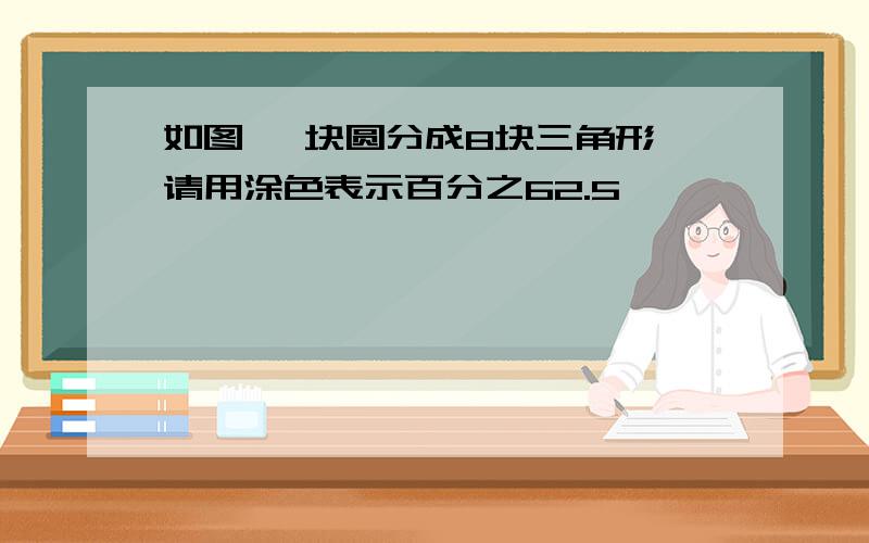 如图 一块圆分成8块三角形 请用涂色表示百分之62.5