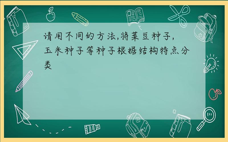 请用不同的方法,将菜豆种子,玉米种子等种子根据结构特点分类