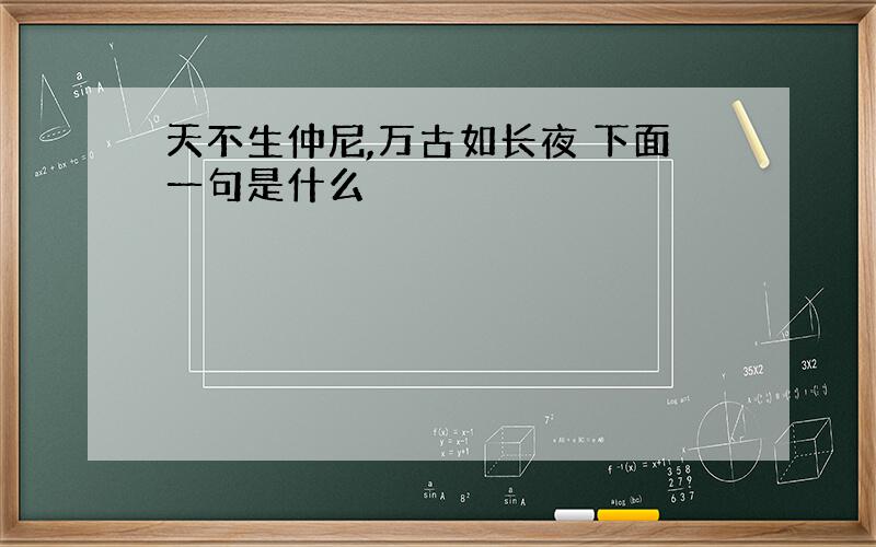 天不生仲尼,万古如长夜 下面一句是什么