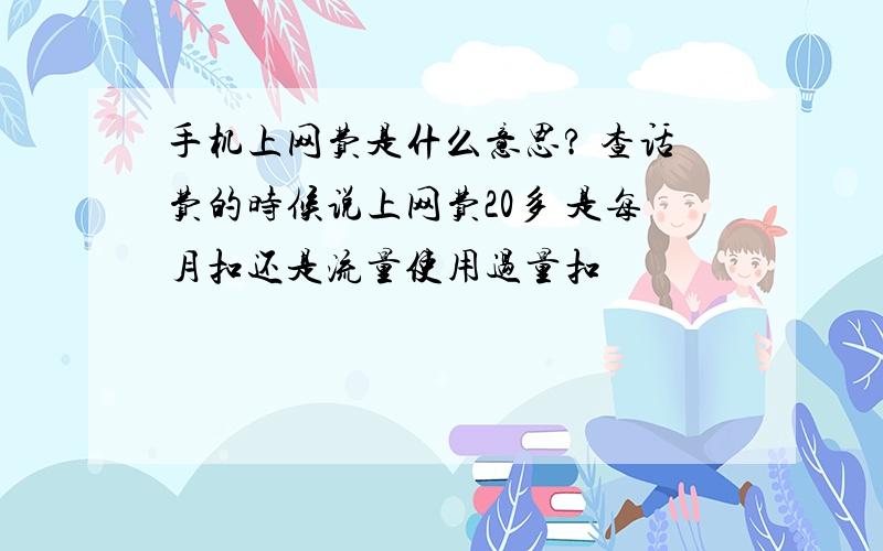 手机上网费是什么意思? 查话费的时候说上网费20多 是每月扣还是流量使用过量扣