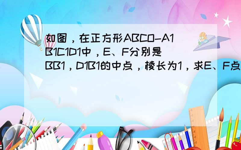 如图，在正方形ABCO-A1B1C1D1中，E、F分别是BB1，D1B1的中点，棱长为1，求E、F点的坐标．