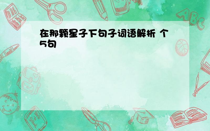 在那颗星子下句子词语解析 个5句