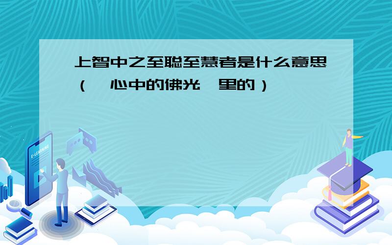 上智中之至聪至慧者是什么意思（《心中的佛光》里的）