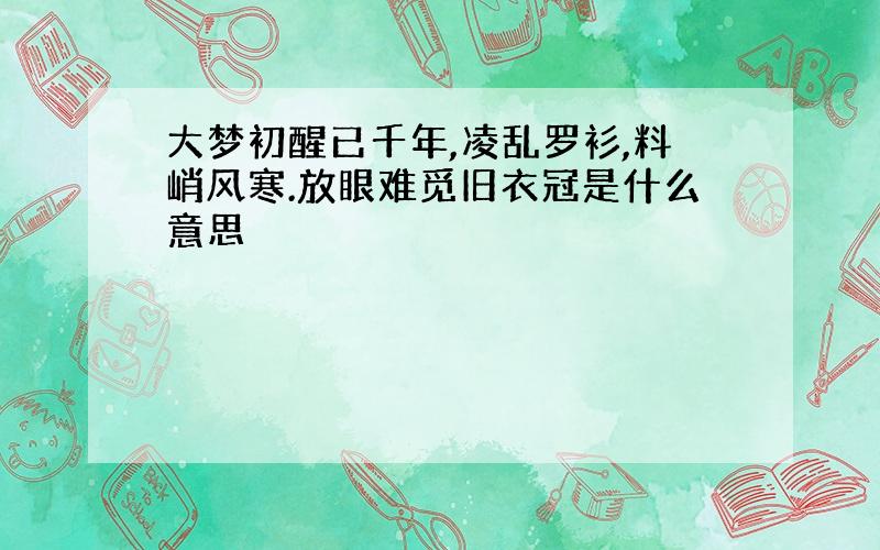 大梦初醒已千年,凌乱罗衫,料峭风寒.放眼难觅旧衣冠是什么意思