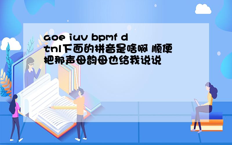 aoe iuv bpmf dtnl下面的拼音是啥啊 顺便把那声母韵母也给我说说