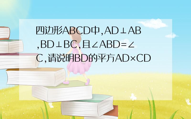 四边形ABCD中,AD⊥AB,BD⊥BC,且∠ABD=∠C,请说明BD的平方AD×CD