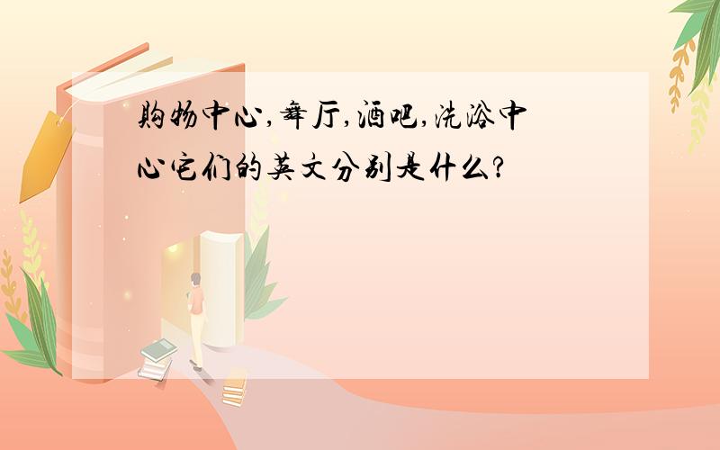 购物中心,舞厅,酒吧,洗浴中心它们的英文分别是什么?