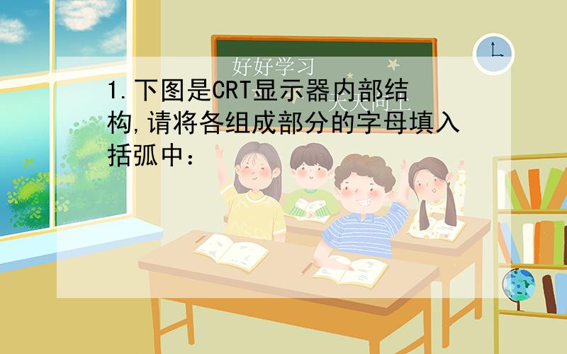 1.下图是CRT显示器内部结构,请将各组成部分的字母填入括弧中：