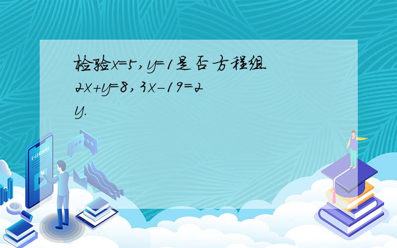 检验x=5,y=1是否方程组2x+y=8,3x-19=2y.