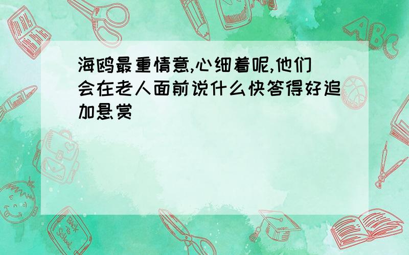 海鸥最重情意,心细着呢,他们会在老人面前说什么快答得好追加悬赏