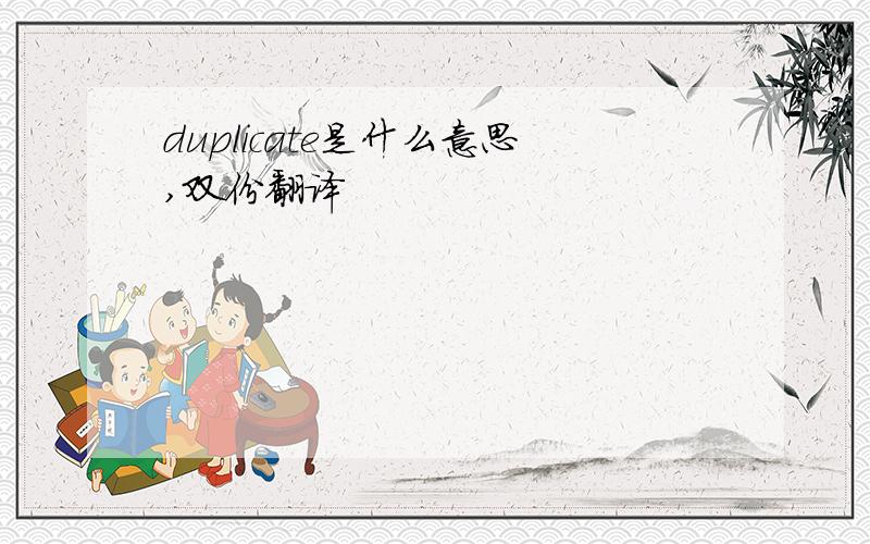 duplicate是什么意思,双份翻译