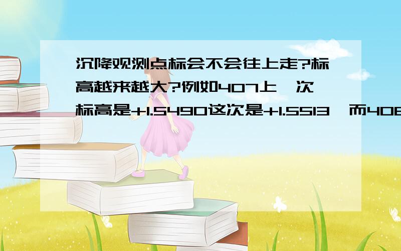 沉降观测点标会不会往上走?标高越来越大?例如407上一次标高是+1.5490这次是+1.5513,而408点上次标高为+